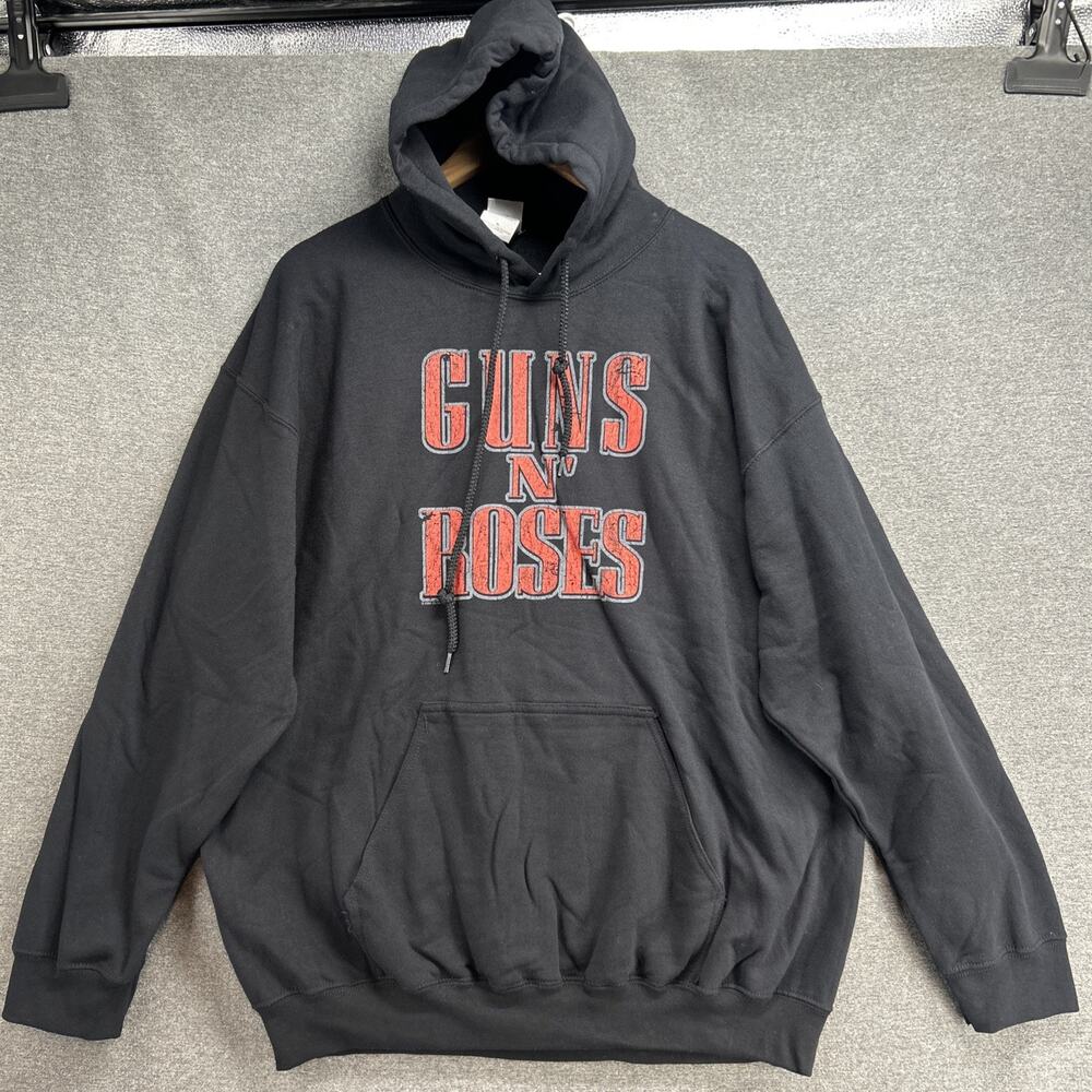 Guns N' Roses Hoodie Mens XL Black Band Graphic Sweatshirt Gildan Heavy Blend